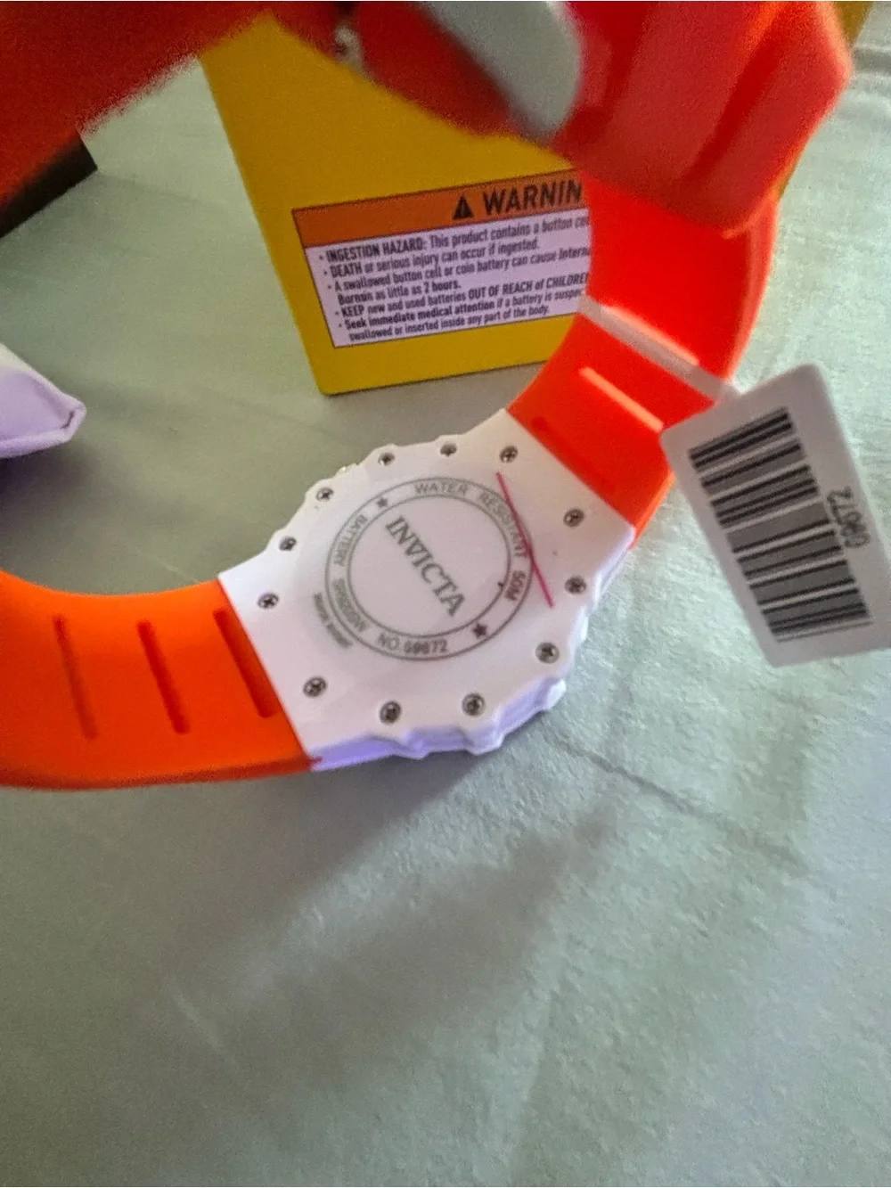Invicta White & Orange Silicone Strap Watch